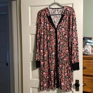 Cuddl Duds floral stretch button front cardigan xl